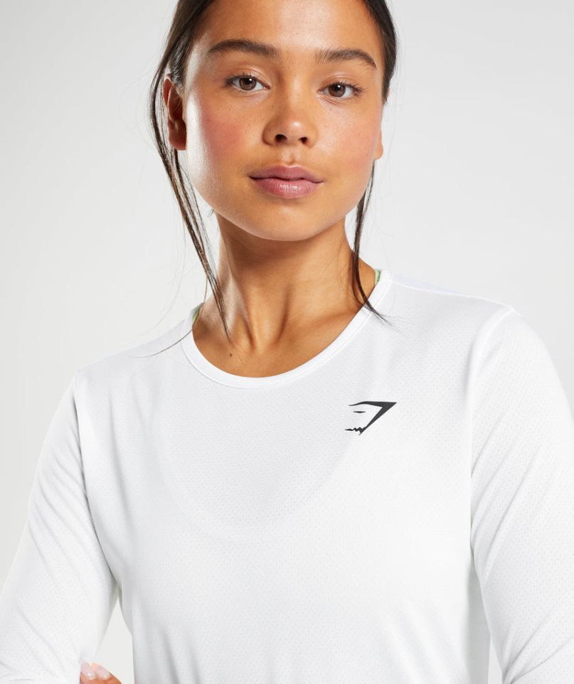 Women's Gymshark Training Long Sleeve Top T-Shirts White | NZ 6LZWGN